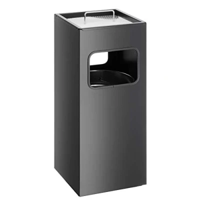 Abbildung von Durable Papierkorb Metall mit Ascher eckig 17+2l schwarz