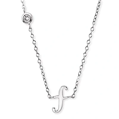 Abbildung von Engelsrufer Halskette aus Sterling Silber mit Anhänger Buchstabe F besetzt einem Zirkonia Stein in zwei Längen verstellbar Länge: 44cm