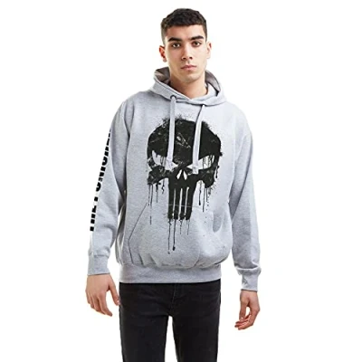 Abbildung von Marvel Herren Punisher Skull Kapuzenpullover, Grey Heather, L