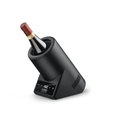Abbildung von CASO VinoCase Black Weinkühler für eine Flasche Wein, Champagner, Sekt, etc. / Temperatur 5 18C/für Flaschen bis 9 cm Ø/Getränkekühler/Leise im Betrieb