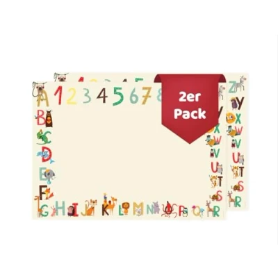 Abbildung von Friendly Fox ABC Schreibtischunterlage Papier, 2x DIN A2 Kinder Schreibtischunterlage, 25 Blatt Block zum Malen und Schreiben, Notizblock Doppelpack