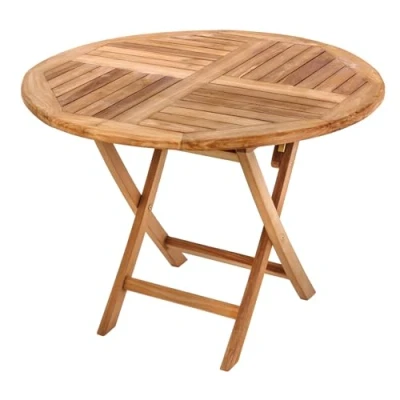 Abbildung von riess ambiente.de Massiver Gartentisch Empire Teak Ø100cm Natur Teakholz rund klappbar