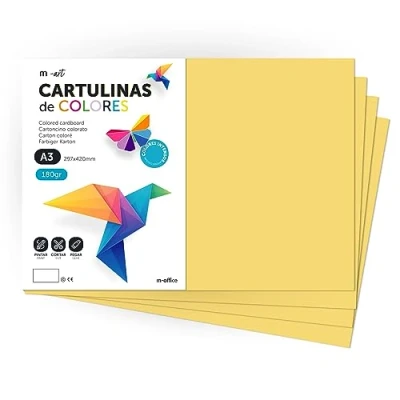 Abbildung von cartulina de Colores, A3, Folios colores 180gr, Bloc intensos, Ideal para Manualidades, Imprimir tus Documentos y Diseños Creativos · m office (25 Hojas, Marfil)