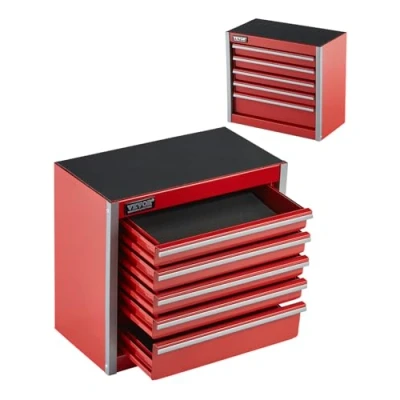 Abbildung von VEVOR Werkzeugkiste Werkzeugkasten Werkzeugkoffer 5 Schubladen 218,4x118mm Rot