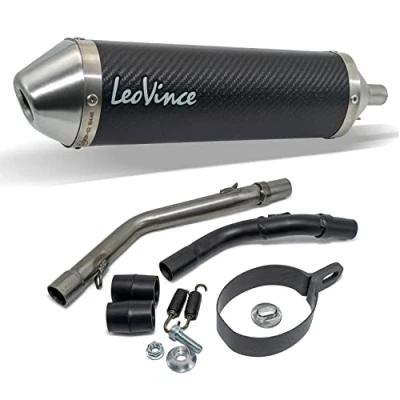 Abbildung von Endschalldämpfer/Auspuffanlage LeoVince SLIP ON X Fight, Carbon, Edelstahl Kappe, mit Zulassung für Fantic Enduro 50 / Motard Competition/Performance