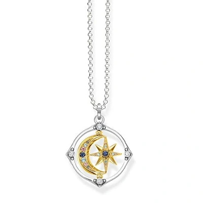 Abbildung von Thomas Sabo Damen Halskette mit Anhänger, Stern und Mond, Gold 70cm