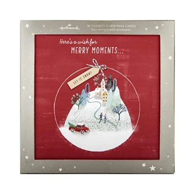 Abbildung von Hallmark Weihnachtskarten mit verschneiten Szenen, in Box, 16 Karten 2 modernen illustrierten Designs