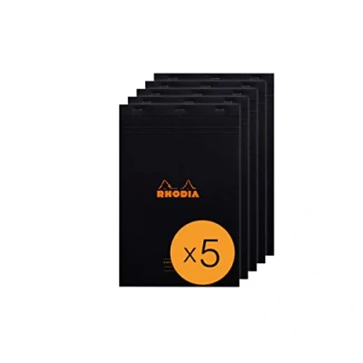 Abbildung von Rhodia 194009C Packung mit 5 Blöcken Meeting No. 19 DIN A4+, Vordruck, Date/Notes/Action, 40 Blatt abrennbar, 80g, Schwarz, 1 Pack