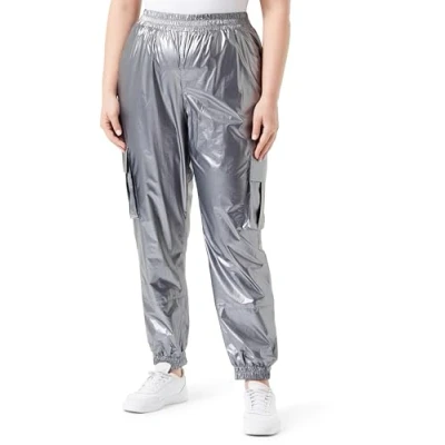 Abbildung von Kaffe Curve Damen Plus Size Women&#039;s Cargo Pants Elastic Waist Casual Fit Cuffs KCshenna Cargohose, Dark Grey Metallic,