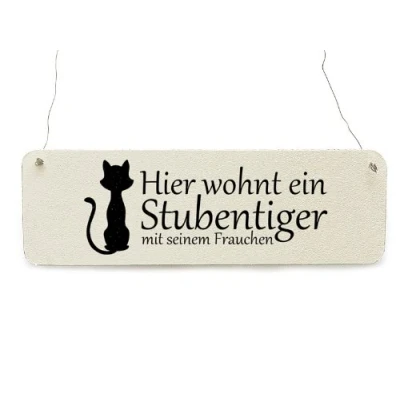 Abbildung von Interluxe Vintage Shabby Schild Dekoschild Türschild Hier WOHNT EIN STUBENTIGER Katze Kater