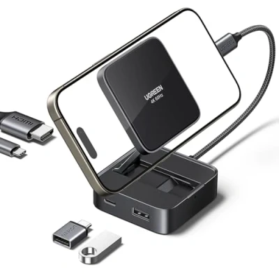 Abbildung von UGREEN Revodok Magnetische Dockingstation mit 4K@60Hz HDMI USB C &amp; A, 100W PD Schnellladung Hub Adapter kompatibel iPhone 16/15 Serie, iPad Pro und mehr