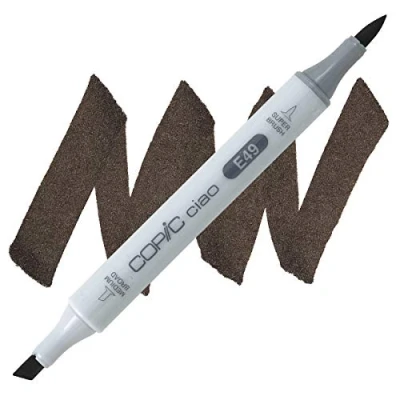 Abbildung von COPIC Ciao Marker Typ E 49, Dark Bark, vielseitiger Layoutmarker, mit einer mittelbreiten und Brush Spitze