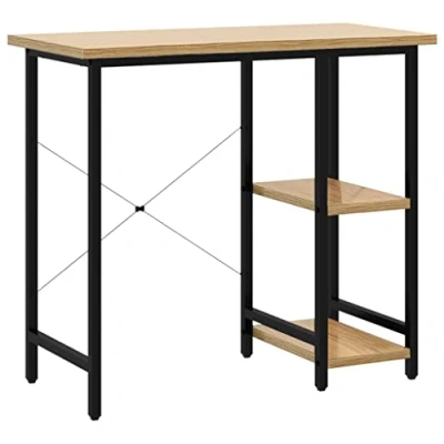 Abbildung von vidaXL Schreibtisch Computertisch Schwarz und Eiche Hell 80x40x72 cm MDF Metall