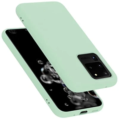 Abbildung von Cadorabo Hülle kompatibel mit Samsung Galaxy S20 ULTRA Handyhülle für Case aus flüssigem Silikon stoßfeste dünne TPU Schutzhülle LIQUID HELL GRÜN