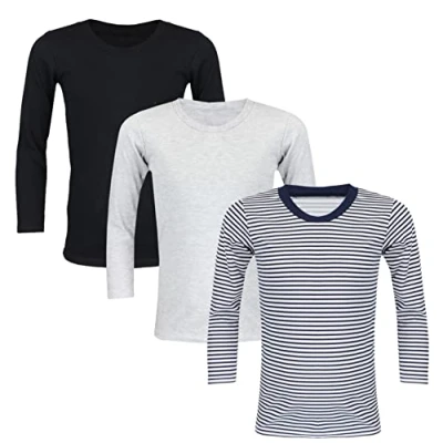 Abbildung von TupTam Kinder Unisex Unterhemd Langarm 3er Pack, Farbe: Farbenmix 1, Größe: 128