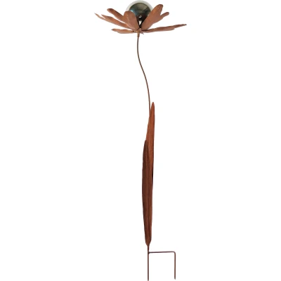 Abbildung von locker Deko Windrad &quot;Rusty Flower&quot;, in Rostoptik Materialmix 118 cm hoch