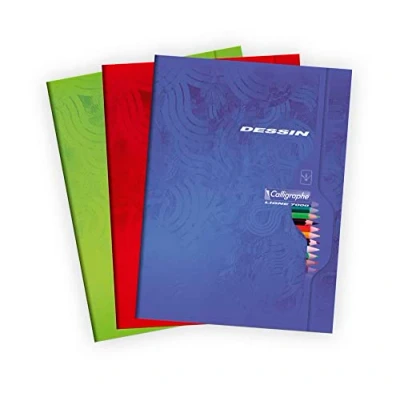Abbildung von Clairefontaine 7555C Packung mit 5 Heften Calligraphe, ideal für Kunstunterricht und Zeichnungen, 48 Blatt, DIN A4+, 24x32cm, 120g, blanko, sortierte Farben, 1 Pack
