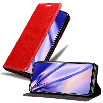 Abbildung von Cadorabo Hülle kompatibel mit Honor View 20 aus Premium Kunst Leder Flip Klappbare Stoßfeste Magnetische [Standfunktion] [Kartenfächern] Cover für Tasche in Rot