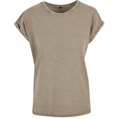 Abbildung von Build Your Brand Damen BY053 Ladies Acid Washed Extended Shoulder Tee T Shirt, darkkhaki, XL