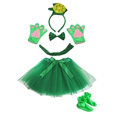 Abbildung von Petitebelle 3D Stirnband Bowtie Schwanz Handschuhe Rock Schuhe 6pc Mädchen Kostüm Einheitsgröße Gruen Turtle