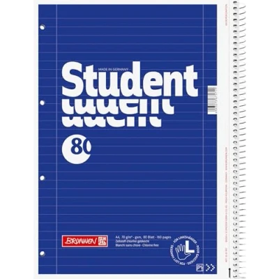 Abbildung von BRUNNEN Collegeblock Student Linkshänder, A4, Innen / Außenrand, gelocht, mit Mikroperforation und Ausreißhilfe
