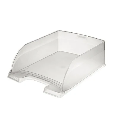 Abbildung von Leitz Briefkorb A4 Jumbo, Briefablage mit extra großem Fassungsvermögen in Premium Qualität, Stapelbares Ablagefach als Schreibtisch Organizer, Kombinierbar Plus Serie, Transparent, 52330003
