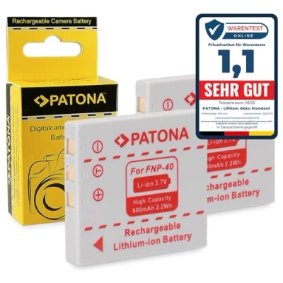 Abbildung von PATONA 2X Akku Ersatz für Fuji Fujifilm NP 40, Konica Minolta 1, Panasonic CGA S004, Pentax D Li8 Li85 Li95 Batterie