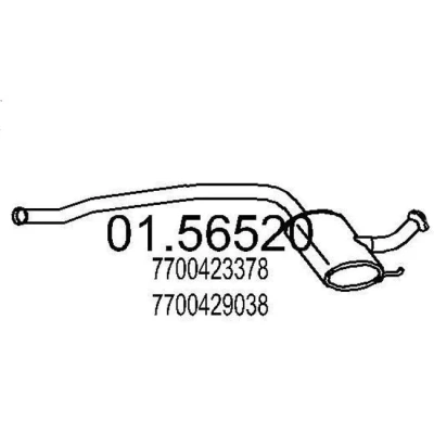 Abbildung von MTS 01.56520 Mittelschalldämpfer 1360 RENAULT: LAGUNA 1, 1 Grandtour