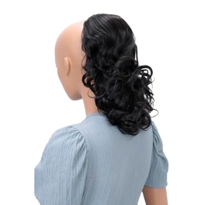 Abbildung von CAISHA 30cm Haarteil Mia Zopf Haarverlängerung mit Kordelverschluss Voluminös Gewellt Schwarzbraun PH201