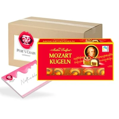 Abbildung von 2 x 200g Mozartkugeln mit Geschenk von Pere&#039;s Candy