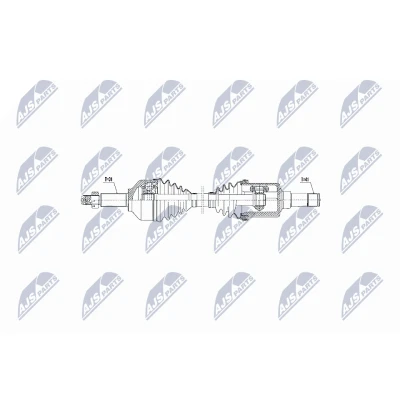 Abbildung von NTY NPW FR 075 Antriebswelle Vorderachse Schaltgetriebe 6 Gang FORD: Transit Custom V362 Bus, Kastenwagen, Tourneo Bus