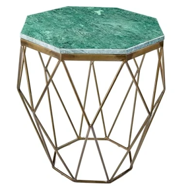 Abbildung von riess ambiente Beistelltisch DIAMOND 50cm grün messing (Einzelartikel, 1 St), Wohnzimmer · Marmor Metall Industrial
