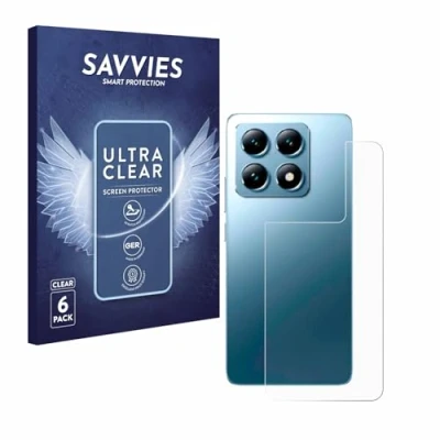 Abbildung von Savvies 6 Stück Schutzfolie für Xiaomi 14T Pro (Rückseite) Displayschutz Folie Ultra Transparent