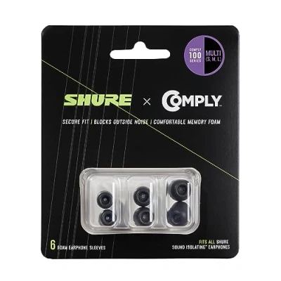 Abbildung von Shure EACYF1 6KIT Comply 100 Serie schwarzer Schaum, Kit, 6 Pack