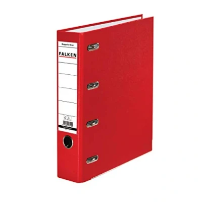 Abbildung von Original Falken 10er Pack PP Kunststoff Doppelordner. Made in Germany. 7 cm breit rot für 2x DIN A5 quer Ablage mit Wechselfenster Kontoauszug Ordner Ringordner Aktenordner Briefordner Büroordner