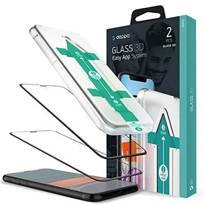 Abbildung von Deppa 2 Stück Schutzfolie für Iphone 11 Pro Max Full Screen (6.5 Zoll) mit Installationshilfe Glas Folie 3D Schutzglas, Displayschutz Schablone (Iphone (6.4&#039;))
