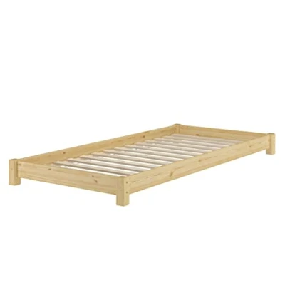 Abbildung von ERST HOLZ Bett Massivholzbett Futonbett Einzelbett 90x200 Kiefer massiv, Kieferfarblos lackiert
