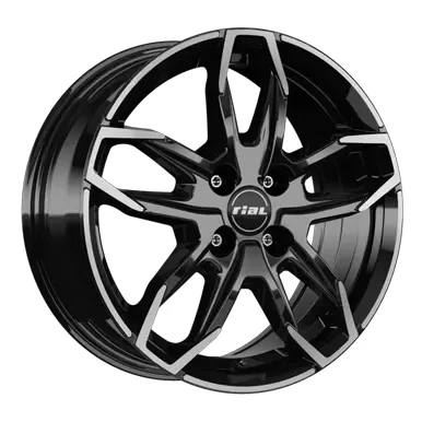 Abbildung von RIAL 4 loch 16Zoll 98mm Alufelge Lucca mattschwarz Front poliert LUC65637F43 1 Felge