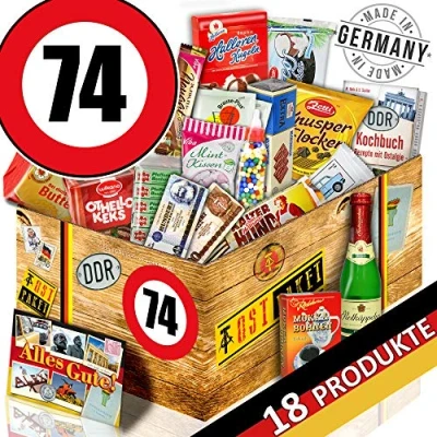 Abbildung von Ossi Paket XXL + Süßigkeiten Box DDR Geburtstag 74 Geschenk Mutti