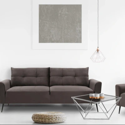 Abbildung von Menzzo Louane Couchtisch aus transparentem Glas mit silbernen Beinen