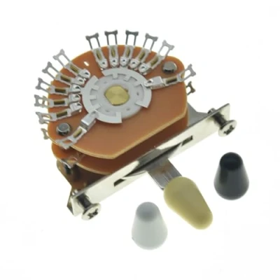 Abbildung von KAISH Gitarren 5 Wege Super Switch Tonabnehmer, Switch, 4 polig, Doppel Wafer für Stratocaster/Telecaster mit schwarz/elfenbeinfarben/weißer Spitze