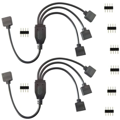 Abbildung von LitaElek 2pcs LED Verteiler Kable 4 polig 1 zu 3 Strip Splitter Pin Connector RGB 5050 3528 2835 Steifen Verbinder Band Eckverbinder Stecker Stripe Anschlusskable 30cm,Schwarz