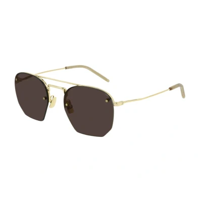 Abbildung von SAINT LAURENT Herren SL 422 001 Gläser SONNENBRILLEN Metall Gold Braun Geometrisch Normal
