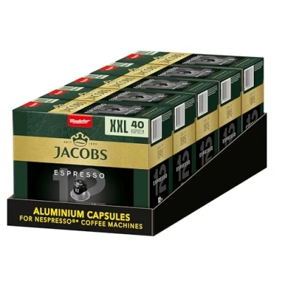 Abbildung von Jacobs Espresso Ristretto, Arabica &amp; Robusta Stärke 12 von 12, Kapsel Set aus 200 Kapseln, Vorratspack (5 x 40 Kapseln)