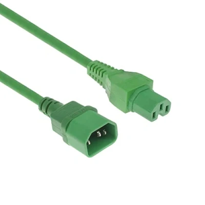 Abbildung von ACT Warmgerätekabel 2m, C14 Stecker auf C15 Buchse, Stromkabel Verlängerung, Warmgerätestecker Grün AK5310