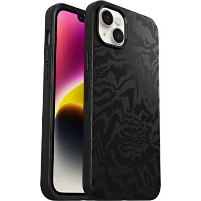 Abbildung von OtterBox Symmetry+ Hülle für iPhone 14 Plus mit MagSafe, stoßfest, sturzsicher, schützende dünne Hülle, 3x getestet nach Militärstandard, antimikrobieller Schutz, Schwarz/Fabric