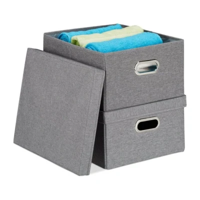 Abbildung von relaxdays Aufbewahrungsbox mit Deckel 2er Set, Grau