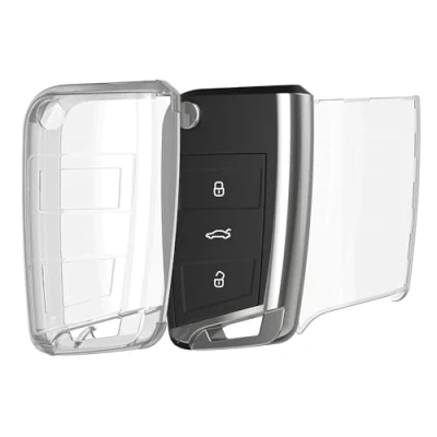 Abbildung von kwmobile Autoschlüssel Hülle kompatibel mit VW Golf 7 MK7 3 Tasten Schlüsselhülle Silikon Cover Transparent