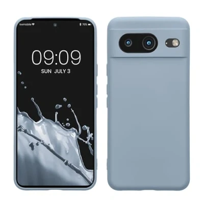 Abbildung von kwmobile Slim Case kompatibel mit Google Pixel 8 Hülle Handyhülle aus Silikon in Hellblau matt