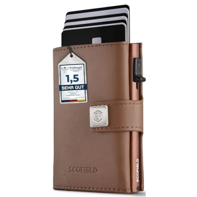 Abbildung von SF SCOFIELD Trinity Premium Slim Wallet mit Münzfach I Wallets for Men Kartenetui 10 12 Karten Kreditkartenetui RFID Schutz Portemonnaie Smart Geldbörse
